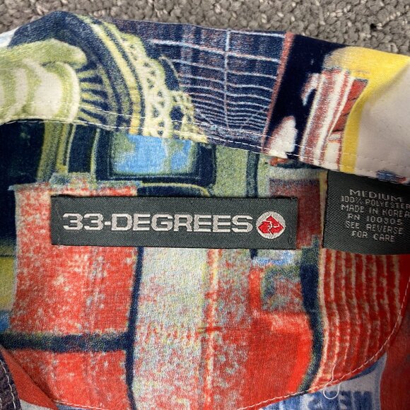 Vintage 33 Degrees New York All Over Print Button Down Shirt Men's Medium 90s - Picture 7 of 14